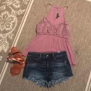 3/$20 Mauve purple Kendall & Kylie crochet tank